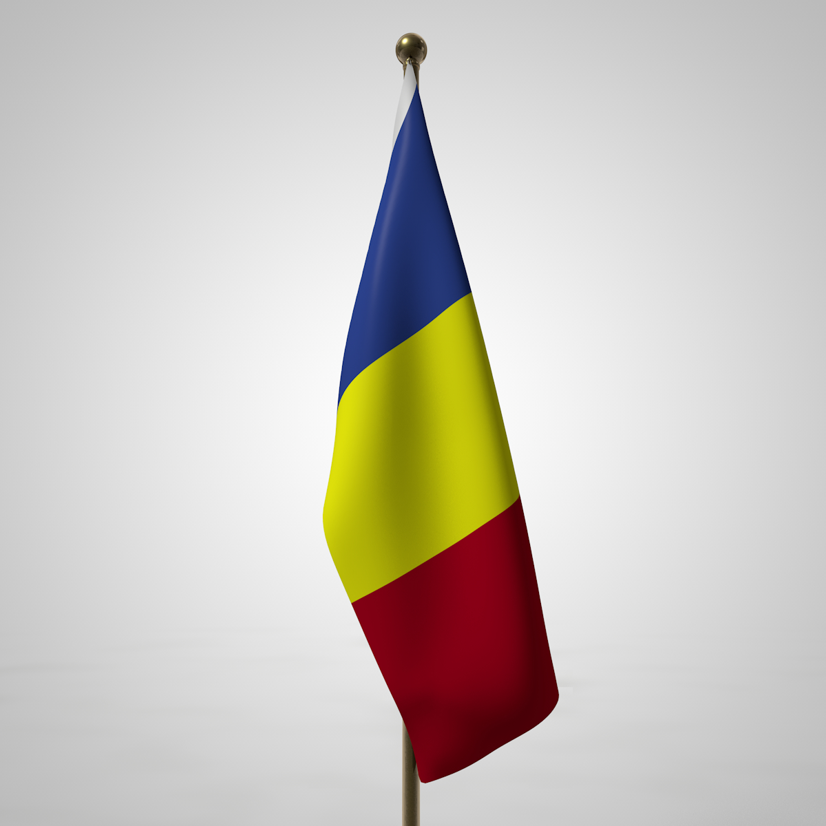 romania flag pole 3d model