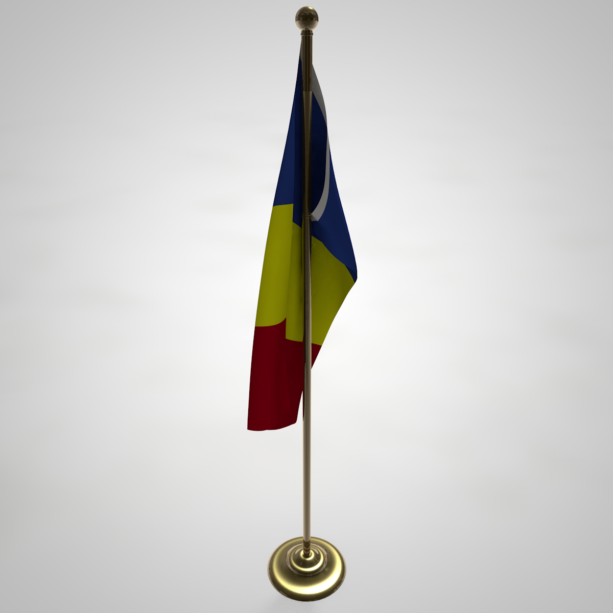 romania flag pole 3d model