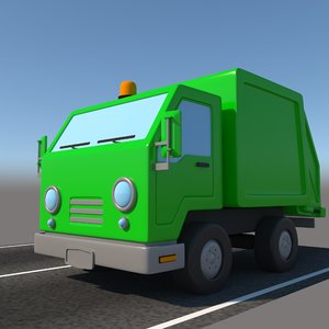 3D cartoon garbage truck
