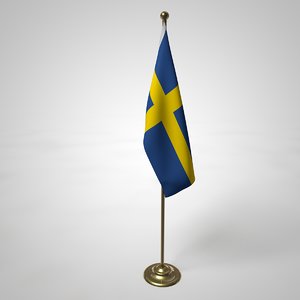 sweden flag pole 3D model