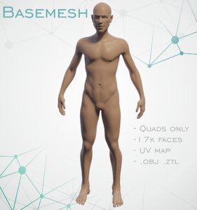 3D basemesh sculpt uv model