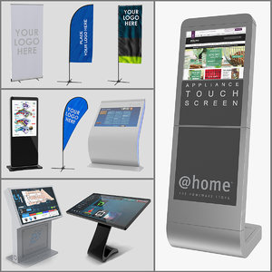 3D electronic kiosks banner stands model