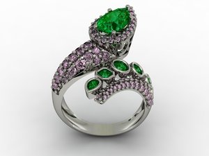 3D model emeralds ring