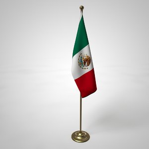 3D mexico flag pole model