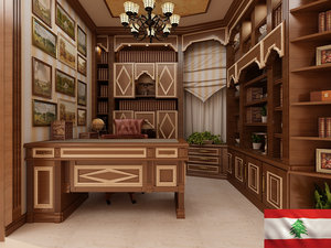 3D library interior office