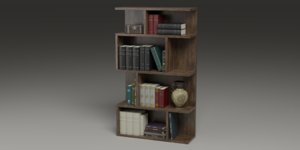 photo realistic book-shelf books 3D model
