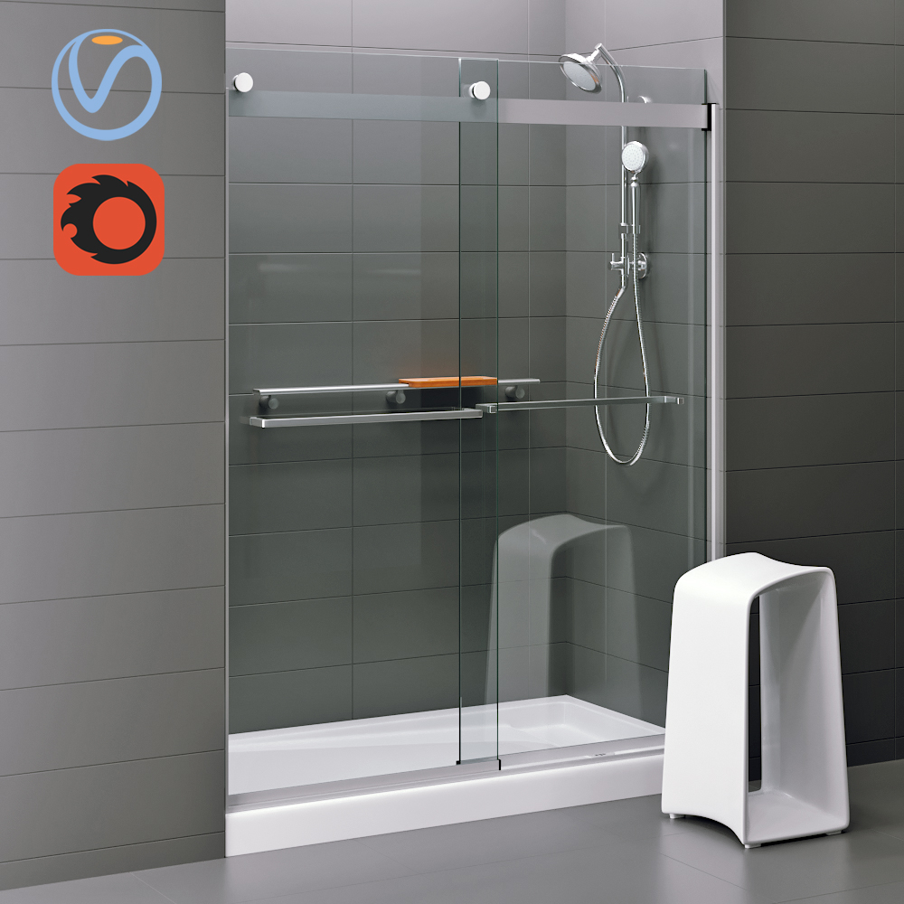 3d Levity Sliding Shower Door Model Turbosquid 1302055