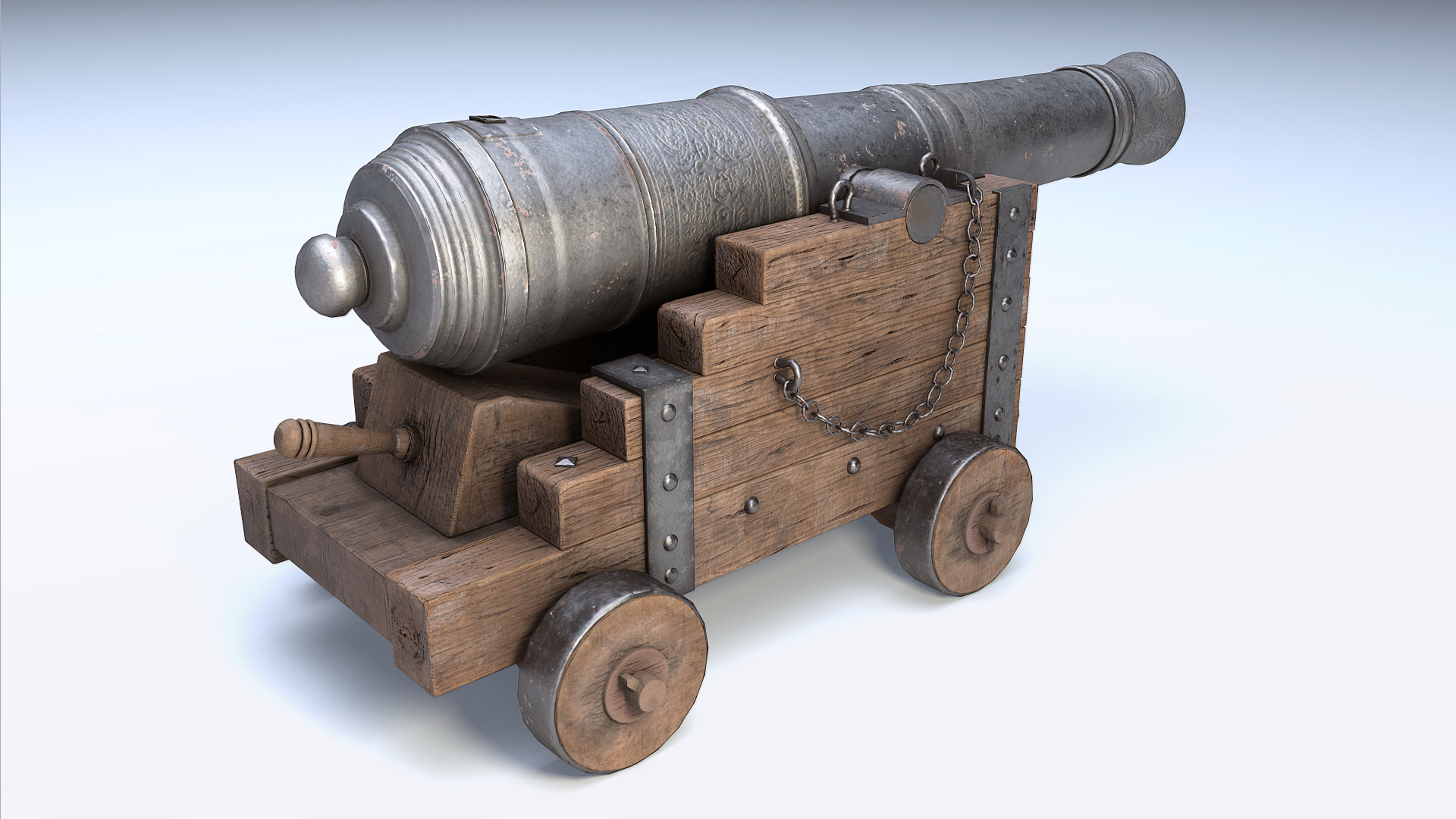 rigged pbr war cannon 3d model