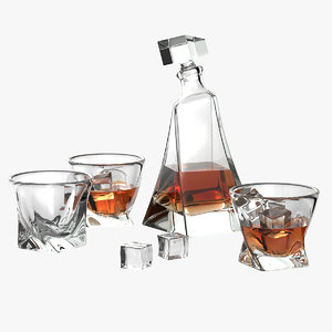 realistic whiskey glass ice 3D model
