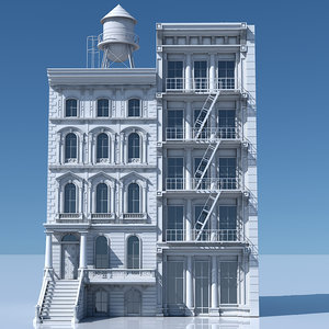 3D tenement building facade