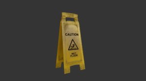 caution wet floor sign 3D