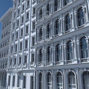 tenement building facades 3D model