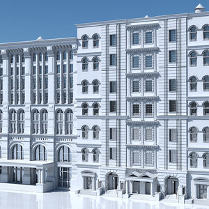 tenement building facades 3D model
