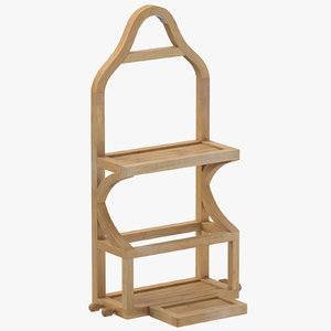 3D wooden hanging shelf model