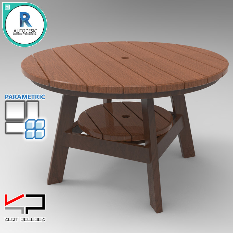 3d Wood Outdoor Dining Table, Round Wooden Garden Table And Chairs