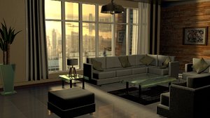modern living room interior 3D model