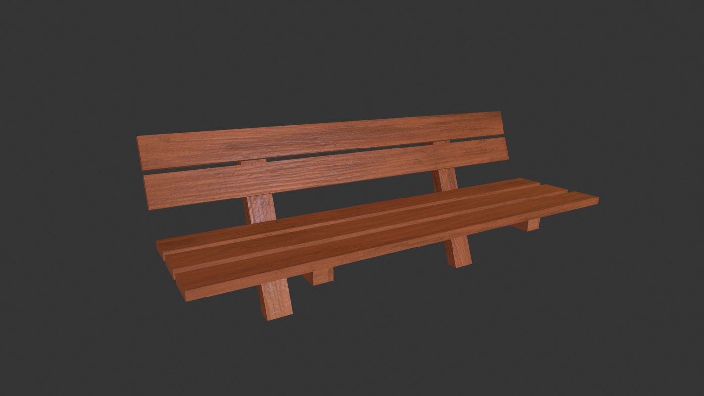 3д модель Wood Bench, Тип a