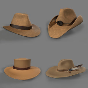 old west cowgirl hats 3D model