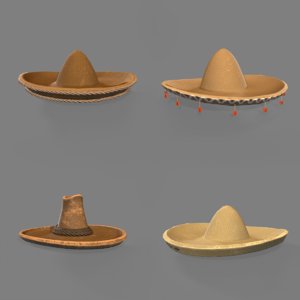 3D old west mexican hats