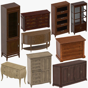 3D classical furniture cabinet dresser model