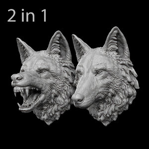3D model wild wolf head