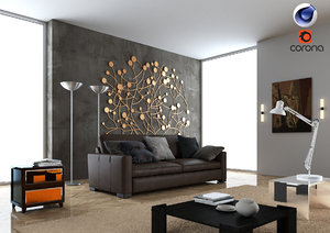 3D model living room corona