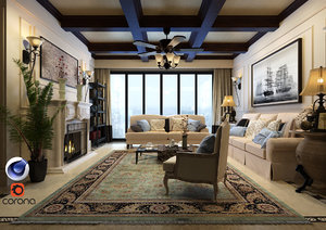 living room corona 3D model