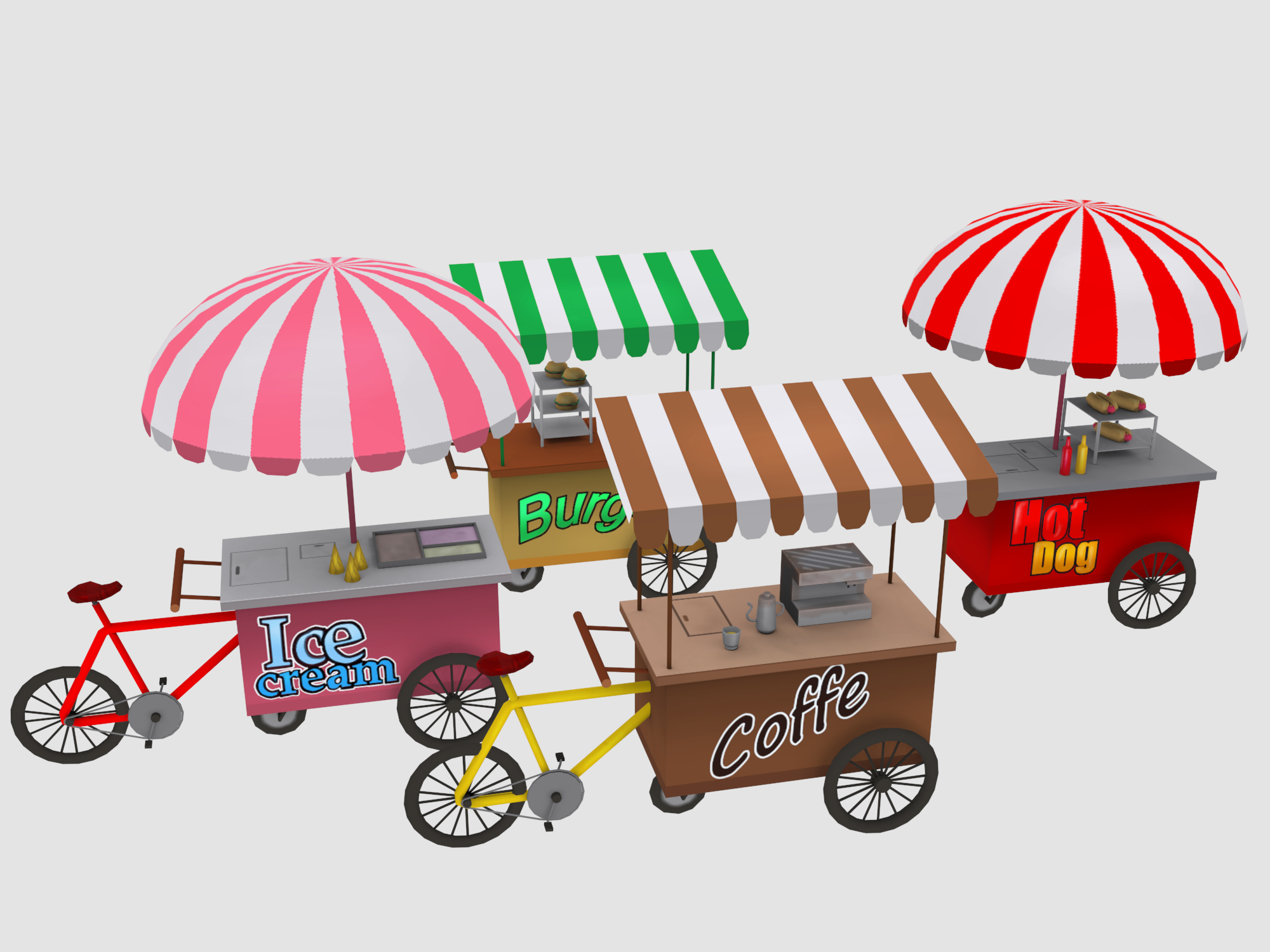 3d Food Carts Cartoon Model Turbosquid 1304832