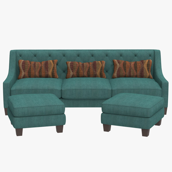 realistic miracle sofa ottomans 3D model