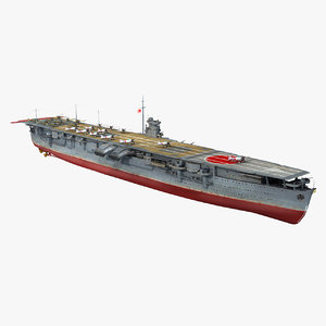 3D japanese aircraft carrier hiryu model
