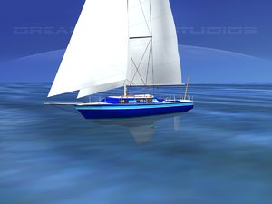 3D cutter rigged sailing sailboats
