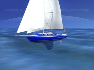 3D cutter rigged sailing sailboats model