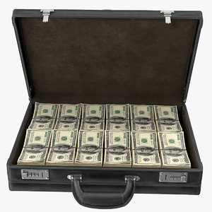 rigged briefcase money 3D model