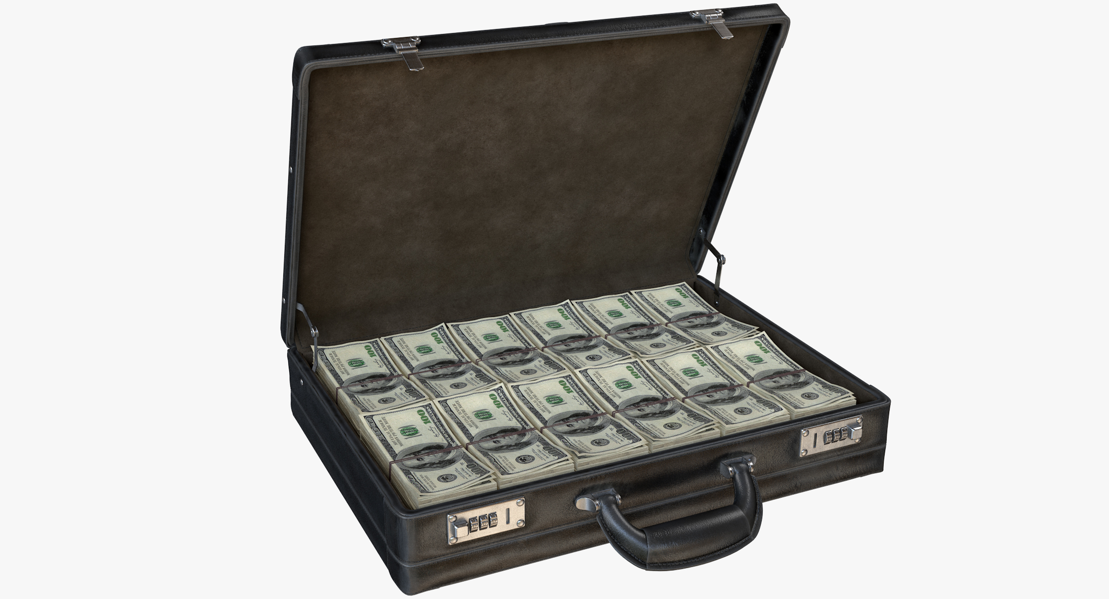 Rigged briefcase money 3D model TurboSquid 1306633
