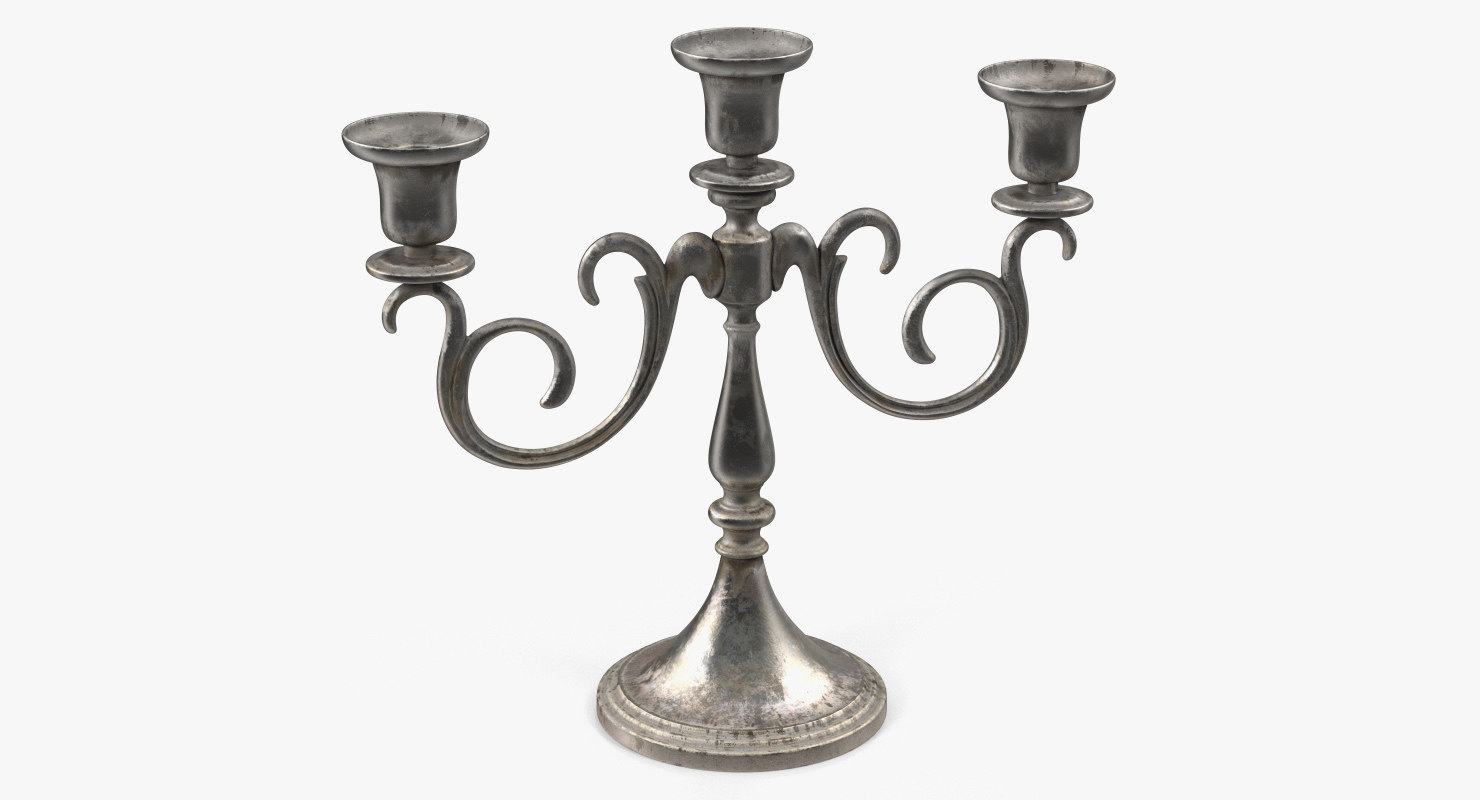3D silver candle holders TurboSquid 1306755