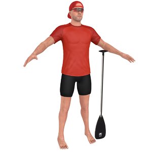 3D athlete man paddle