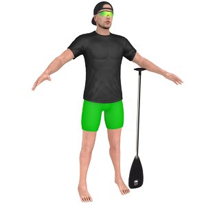 athlete man paddle 3D model