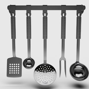 stainless steel utensil set 3D model