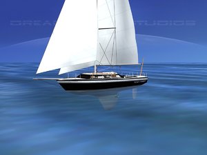 cutter rigged sailing sailboats 3D model