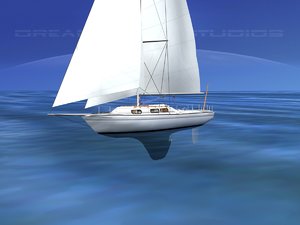 3D cutter rigged sailing sailboats