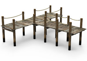 3D old wooden pier model