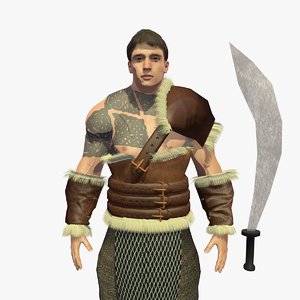 3D realistically rigged ik barbarian