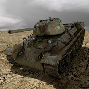 3D red armys t-34 tank