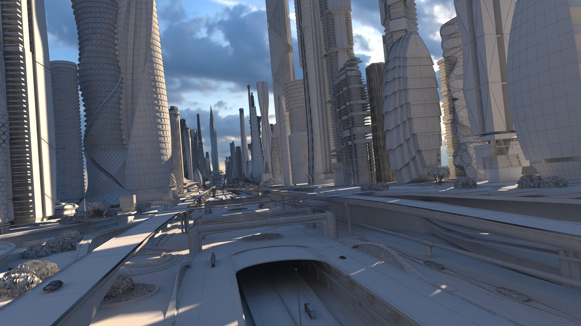 modèle 3D de Ville future. Journée. Rue principale - TurboSquid 1308045
