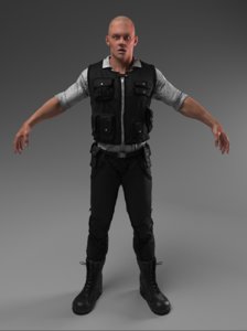 3D security guard police
