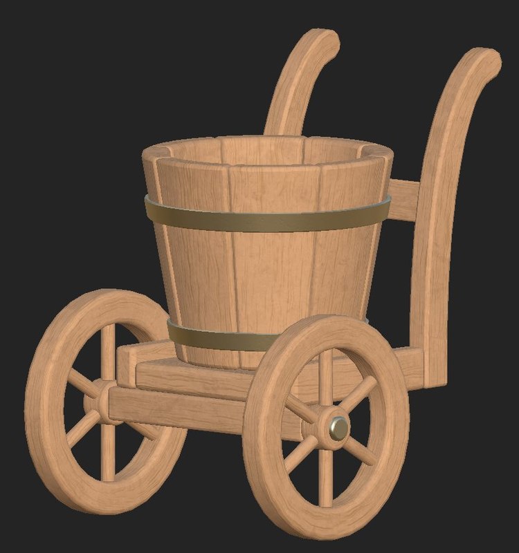 Wooden bucket wheels model TurboSquid 1308325