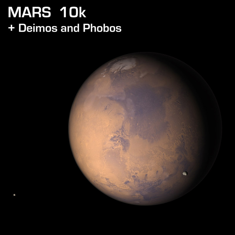 Mars 10k Mit Deimos Und Phobos 3d Modell Turbosquid
