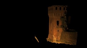realistic castle mapped low-poly 3D model