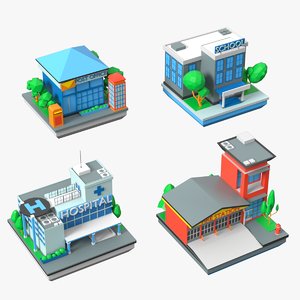 municipal buildings school hospital 3D model