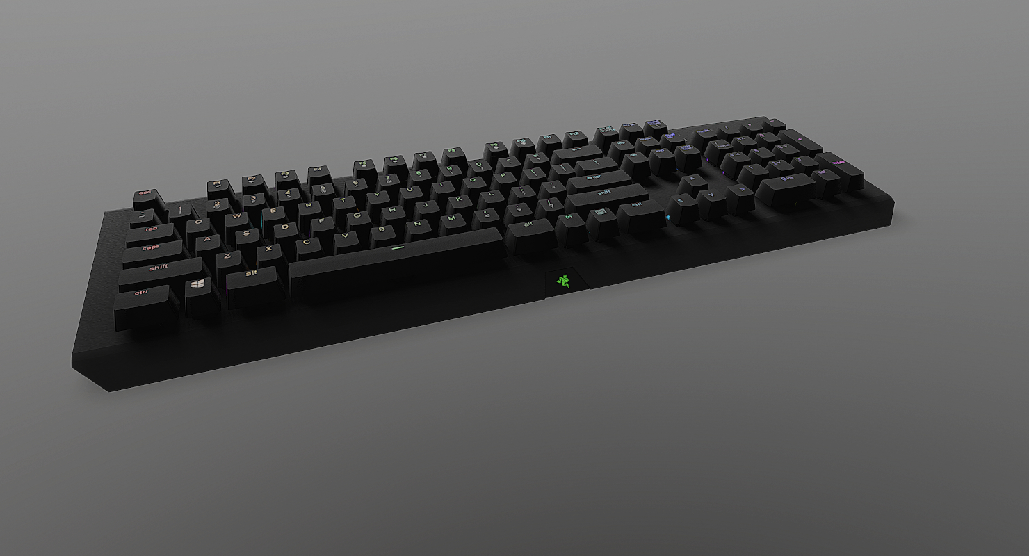 razer blackwidow x色度机械键盘低聚3d模型